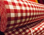TABLE CLOTH FABRIC PANELS MM 15 WHITE/RED / WIDTH CM 280